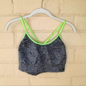 Gray and Neon Green Sports Bra C9 by Champion XL